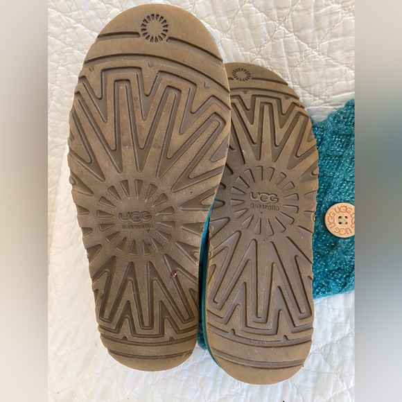 Ugg lattice knit tall sweater boot in aqua with silver sparkle ladies 7 - Picture 6 of 6